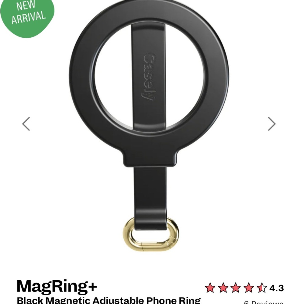 MagRing+ - Black Magnetic Adjustable Phone Ring with Keychain